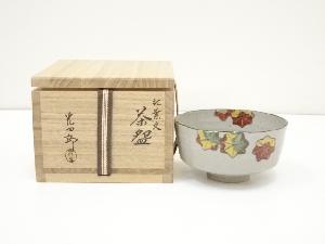 石崎光四郎造　色絵紅葉文茶碗（共箱）